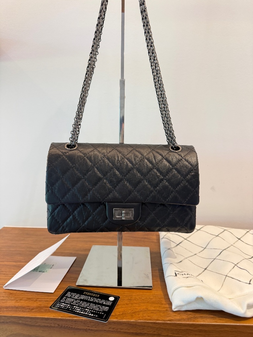 Chanel Aged Calfskin Quilted 2.55 Reissue 225 Classic Double Flap Black